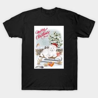 Samoyed Merry Christmas Santa Dog Holiday Greeting T-Shirt